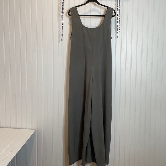 BCBGeneration Women’s Green Gray Lace Up Front Wide Leg Jumpsuit Size L - Picture 6 of 10